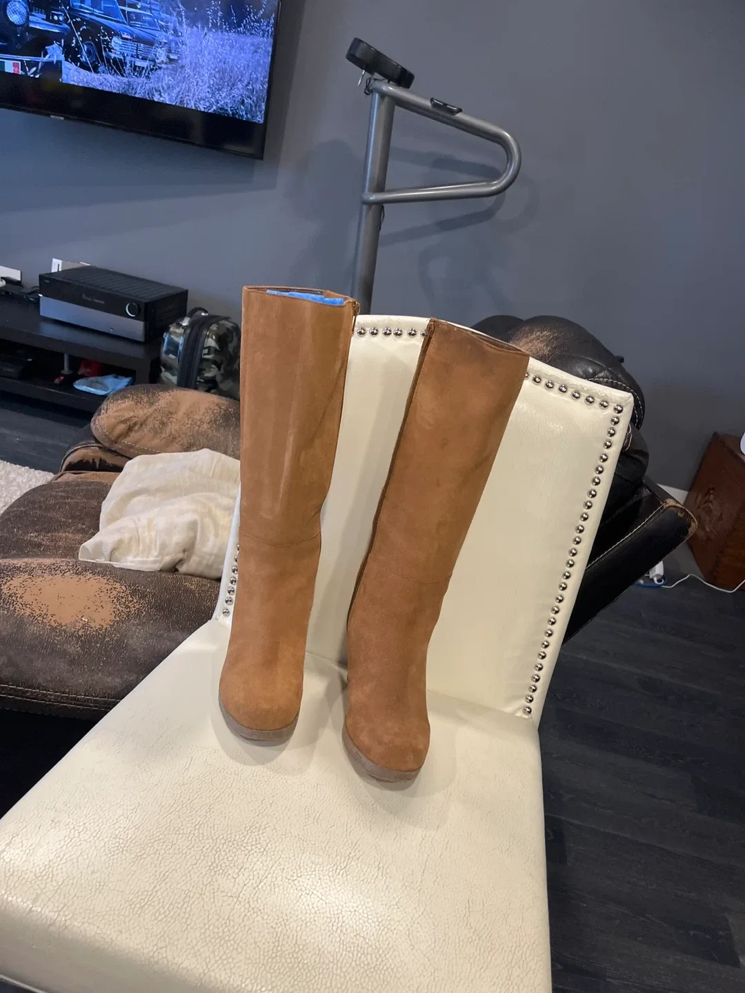 Brown Suede Knee High Boots