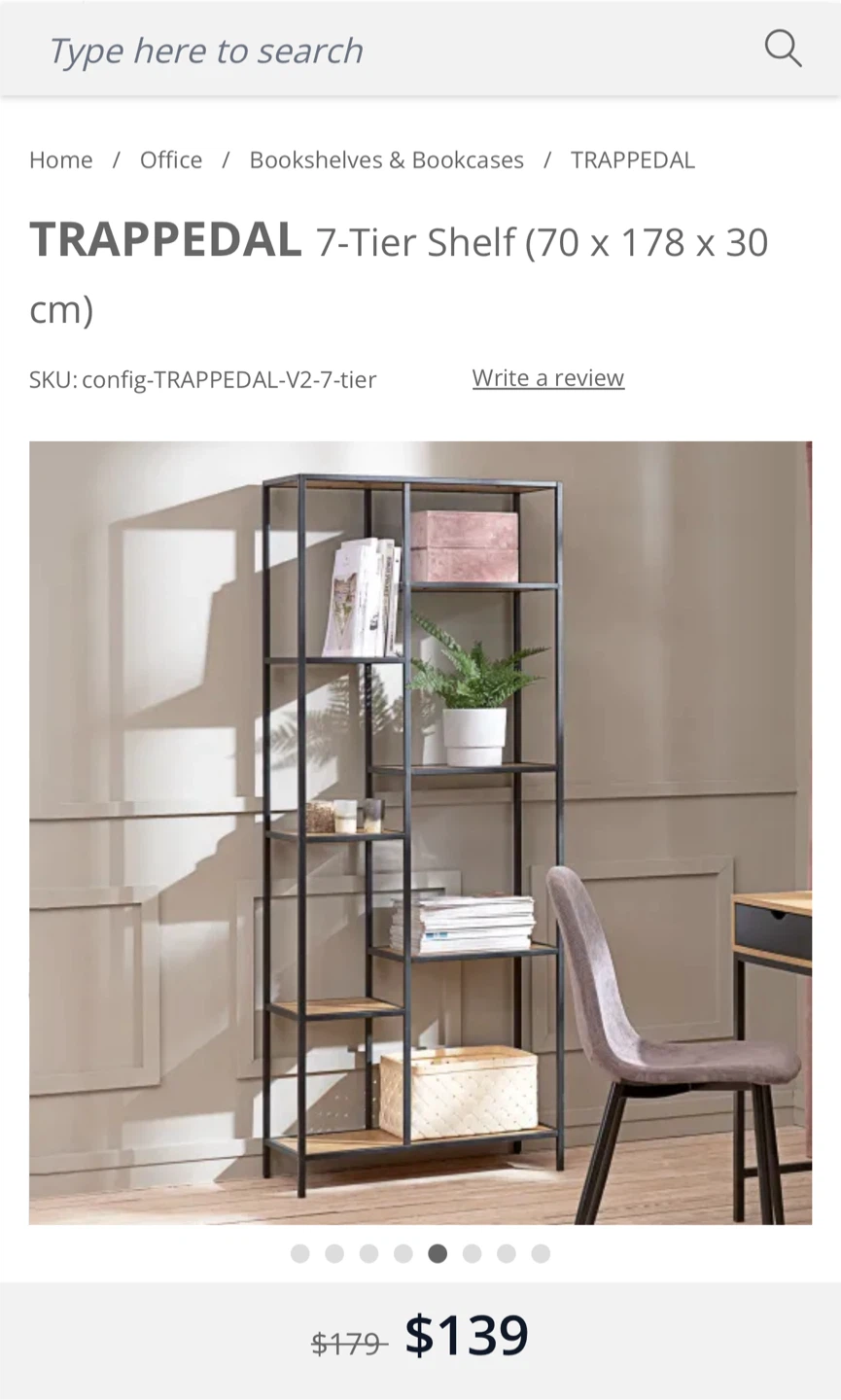 JYSK “Trappedal” bookshelf, new & unassembled (open box)