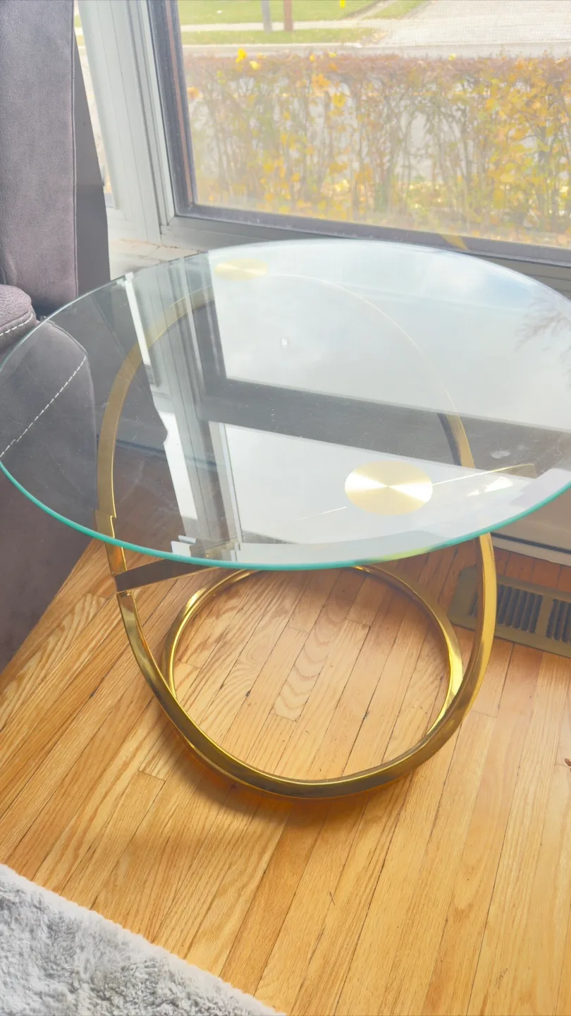 Glass Top Coffee Table with Gold Frame image indicator(2)