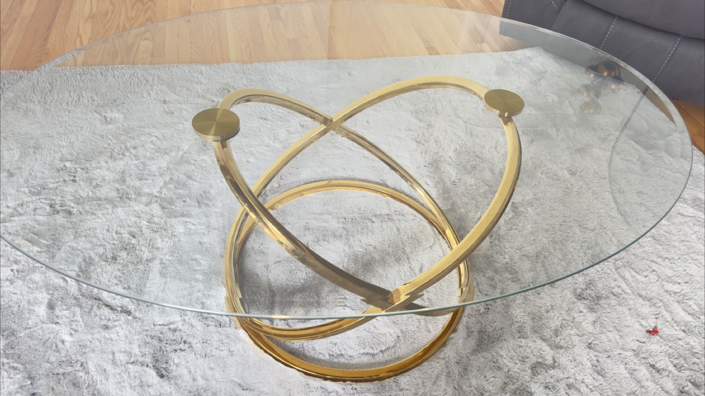 Glass Top Coffee Table with Gold Frame