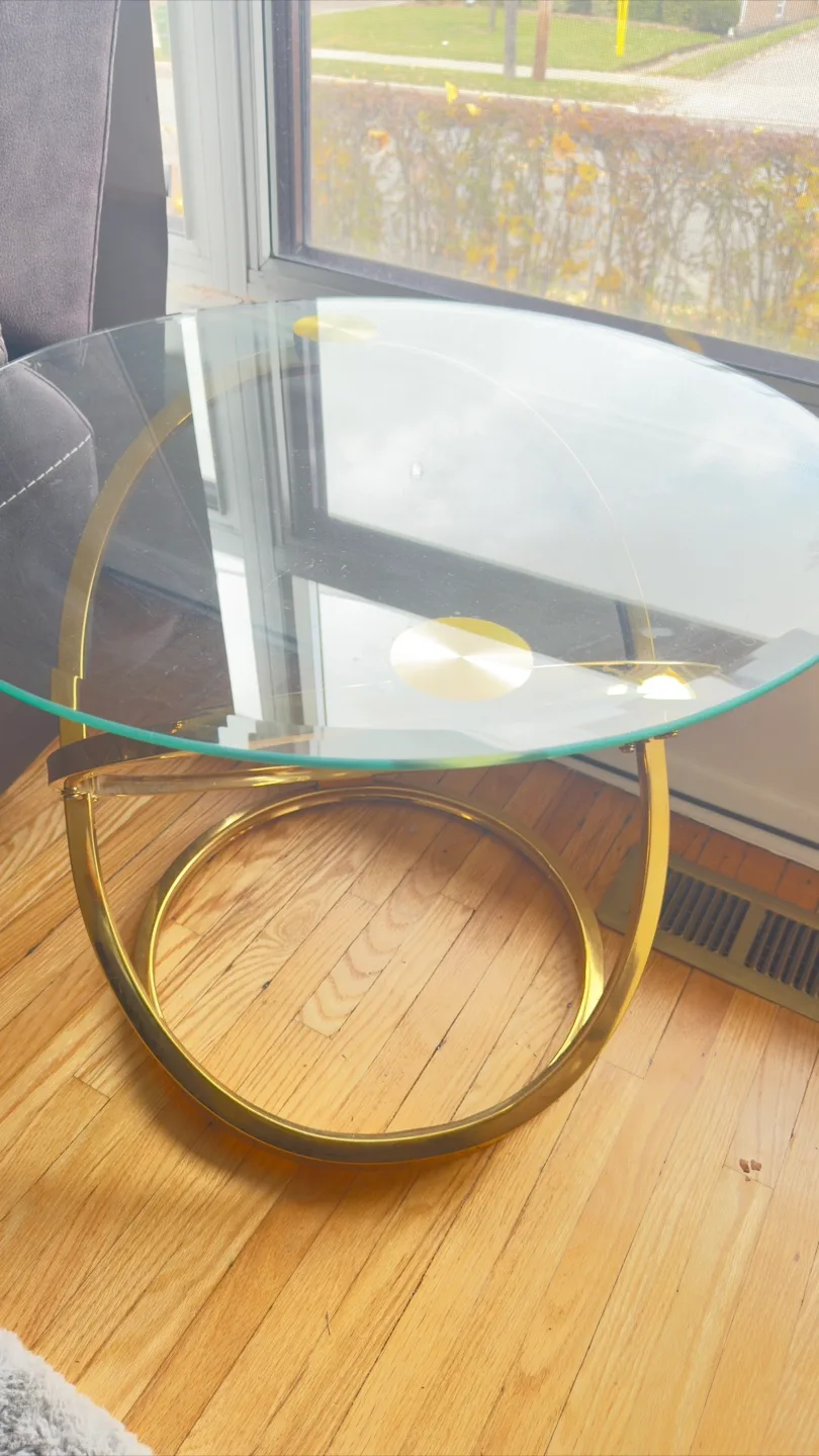 Glass Top Coffee Table with Gold Frame image indicator(3)