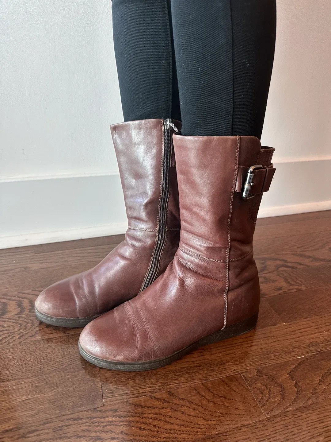 Brown Leather Boots, Size 6.5