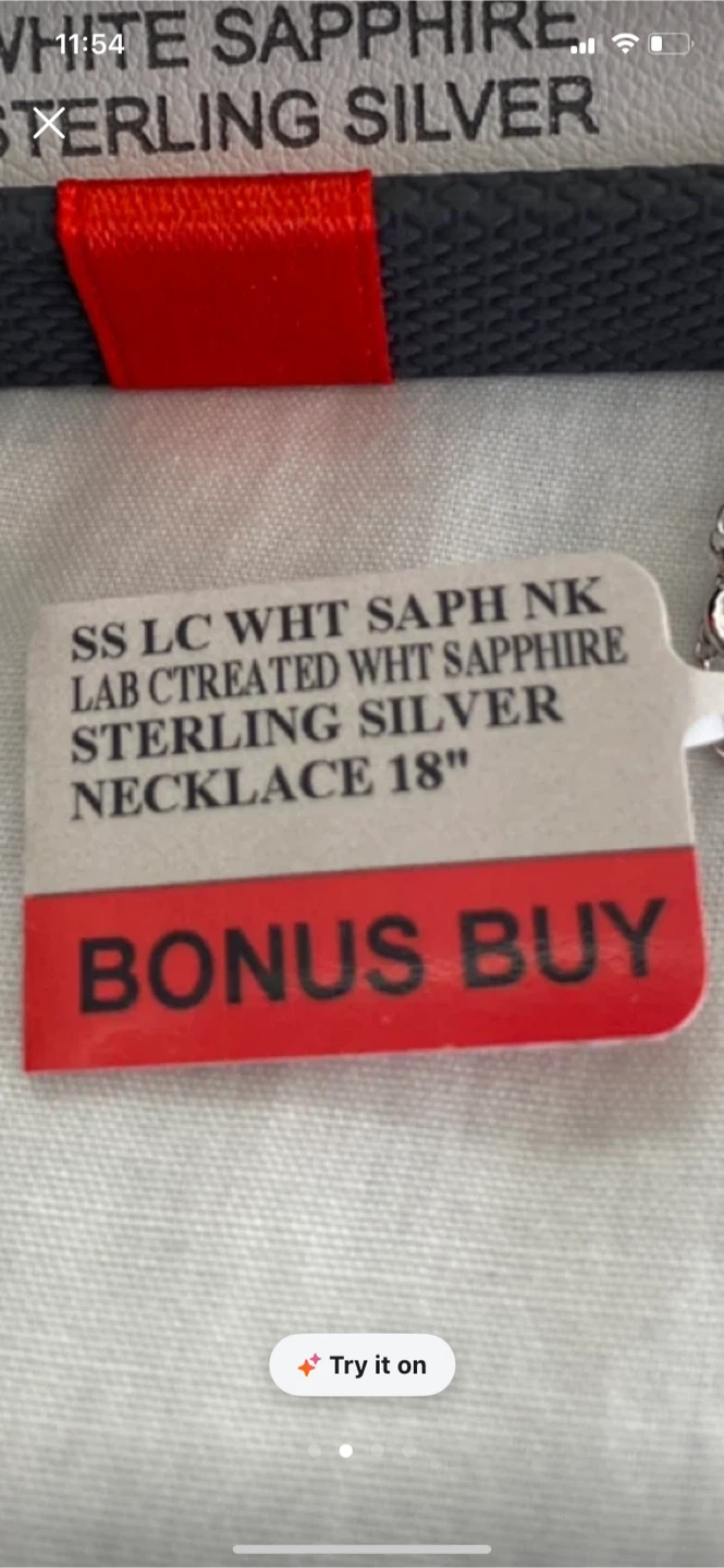 Lab Created White Sapphire Sterling Silver Necklace 18" - photo 5