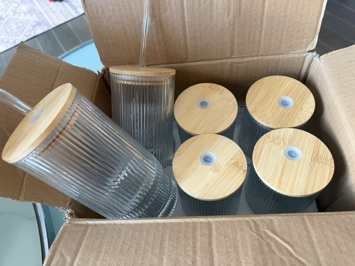 Glass with Lid & Straw/ glass set