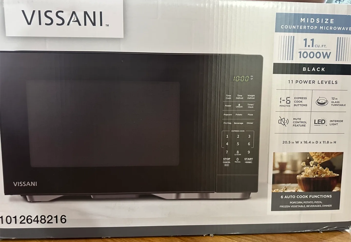 Vissani Midsize Countertop Microwave 1.1 cu ft - Black NEW