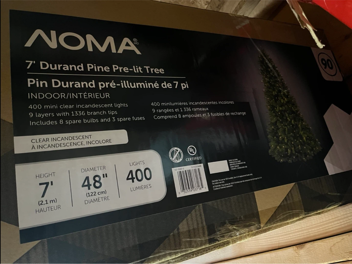 NOMA 7' Durand Pre-lit Christmas Tree + Ornaments - photo 2