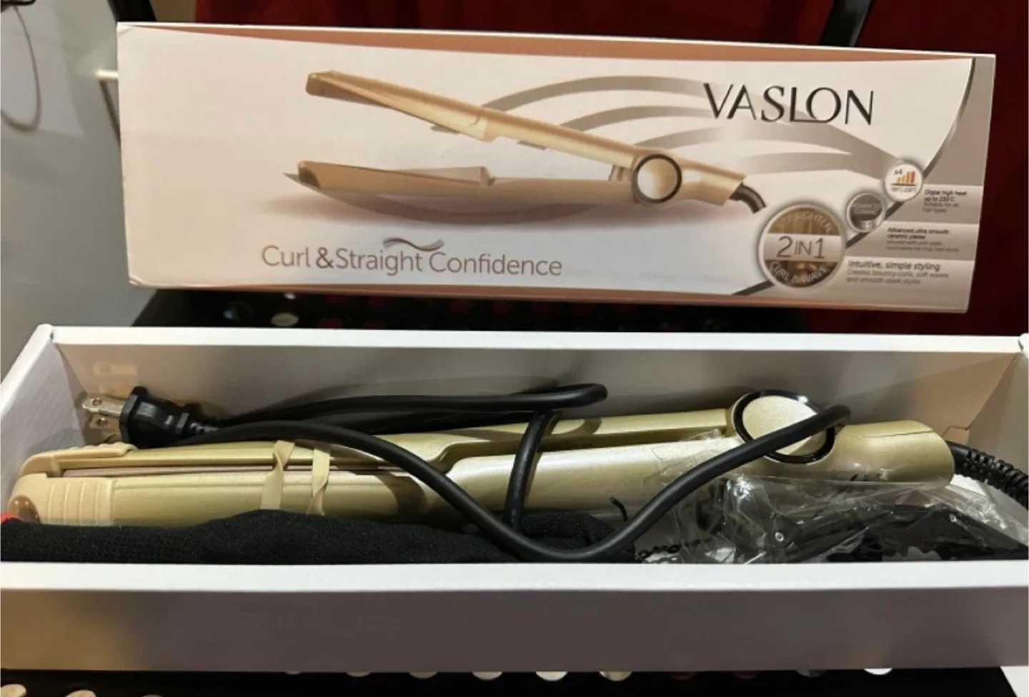 Vaslon 2-in-1 Hair Curler & Straightener image indicator(4)