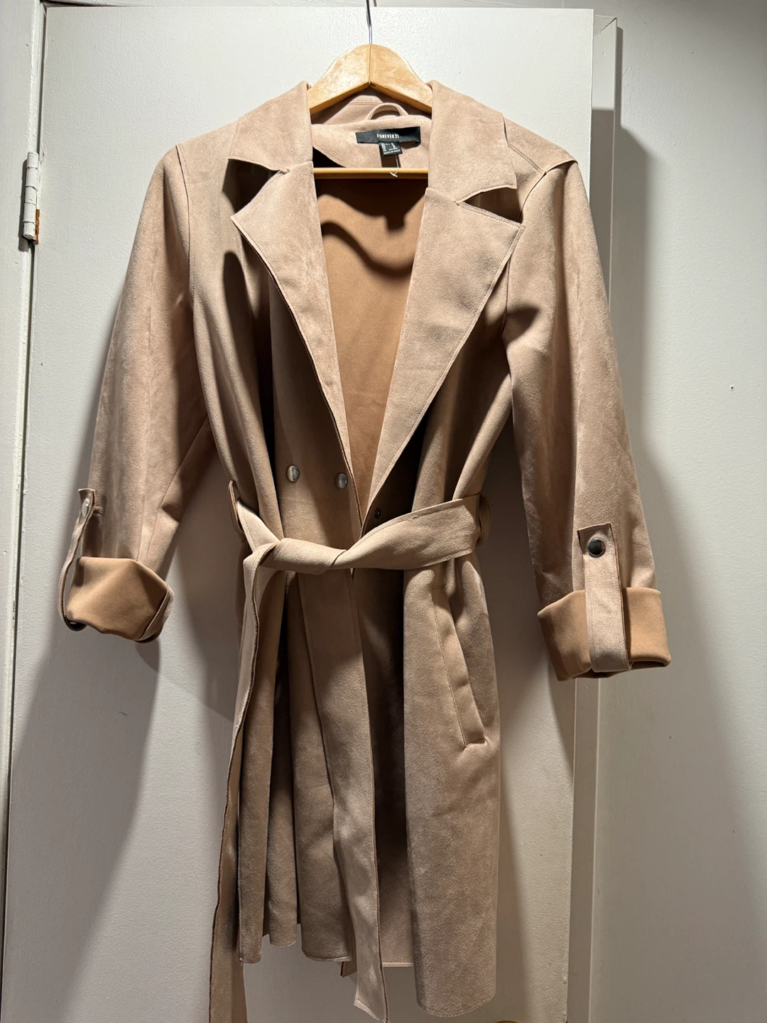 Forever 21 Tan suede trench Coat - Size M