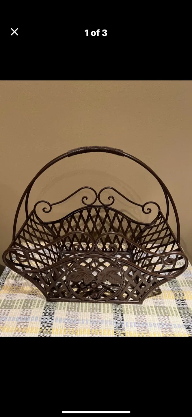 Metal Basket with Grape Design