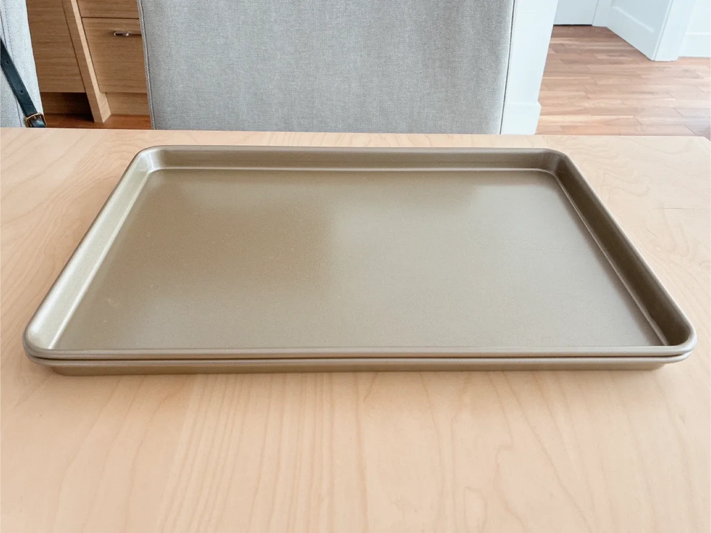 Two Large Heavy Gold Baking Sheet 30x44x2.5cm