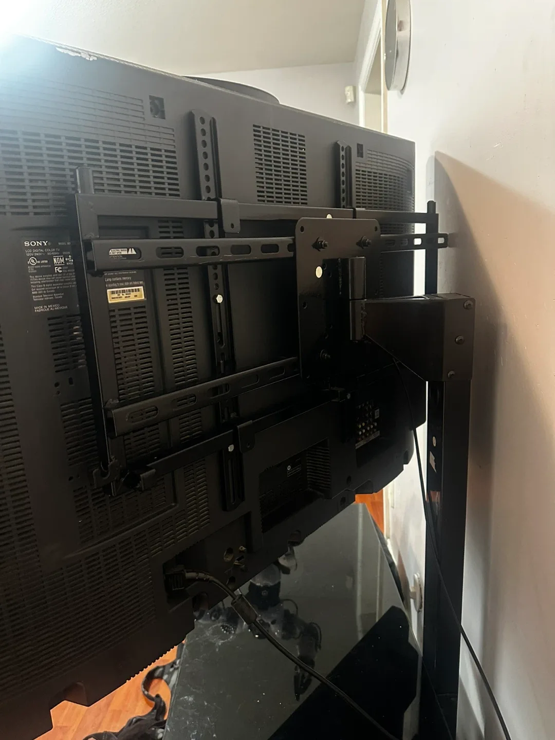 Black Glass TV Stand with Mount image indicator(2)