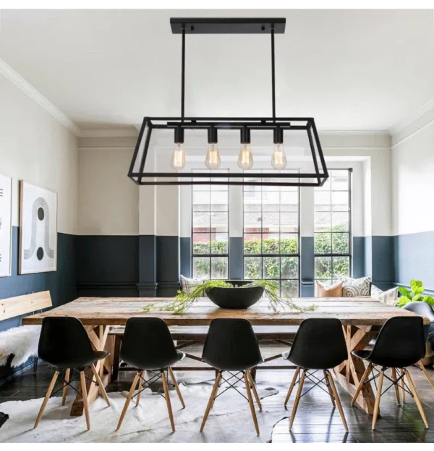 Black Rectangular Pendant Light