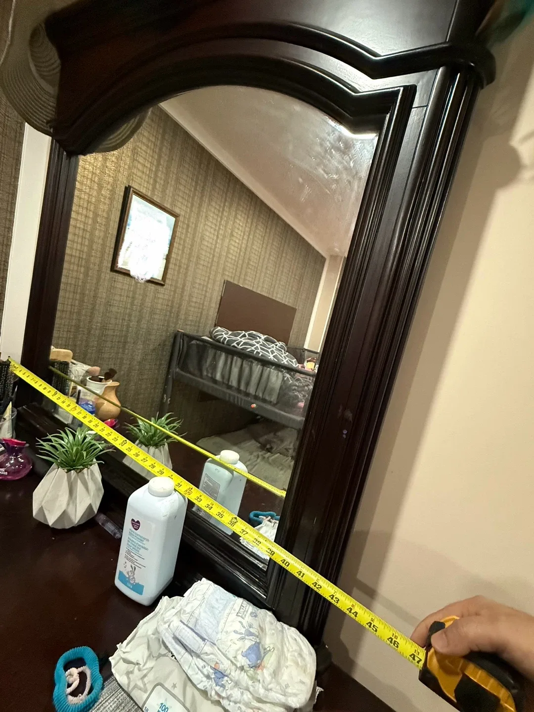 Dark Wood Dresser with Mirror