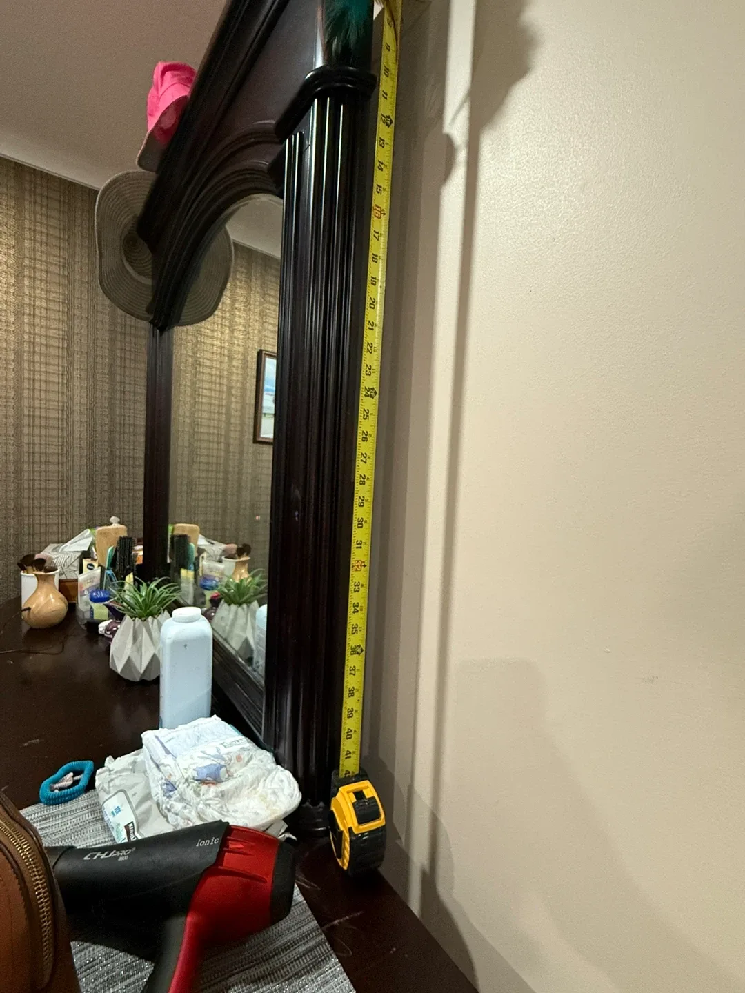 Dark Wood Dresser with Mirror image indicator(2)