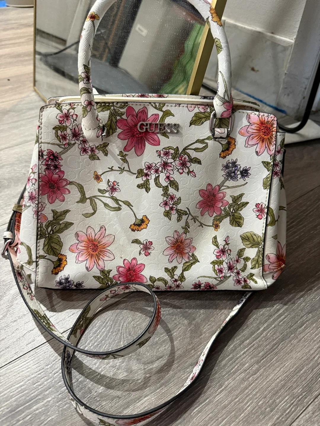 Guess Floral Satchel Bag