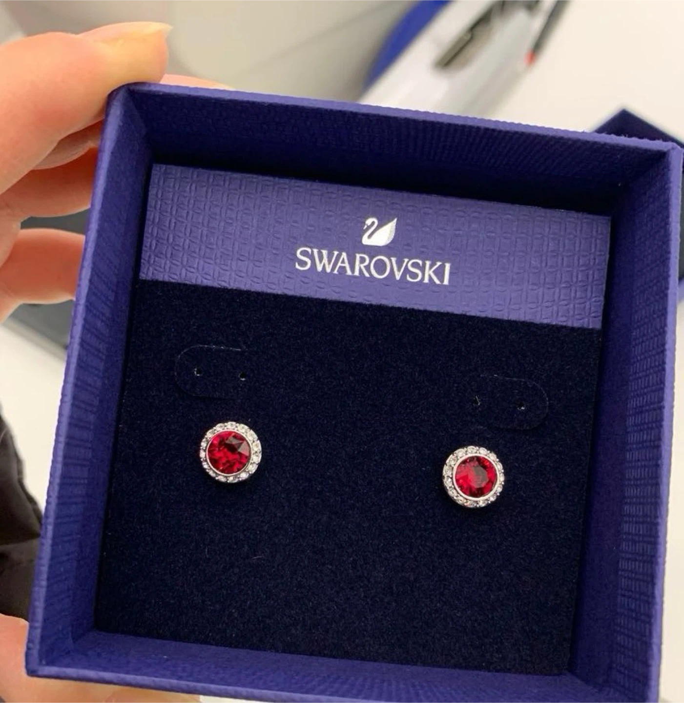 Brand New Swarovski Red Crystal Stud Earrings - New in Box!