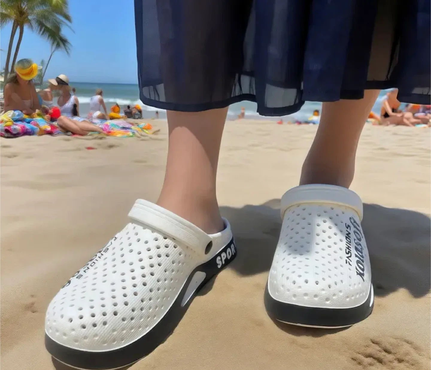 Kolasoft White & Black Clogs image indicator(4)