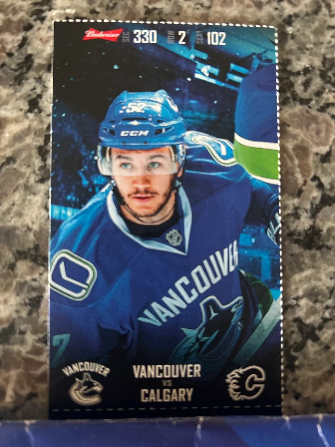 Vancouver vs  Flames  2 Tickets.