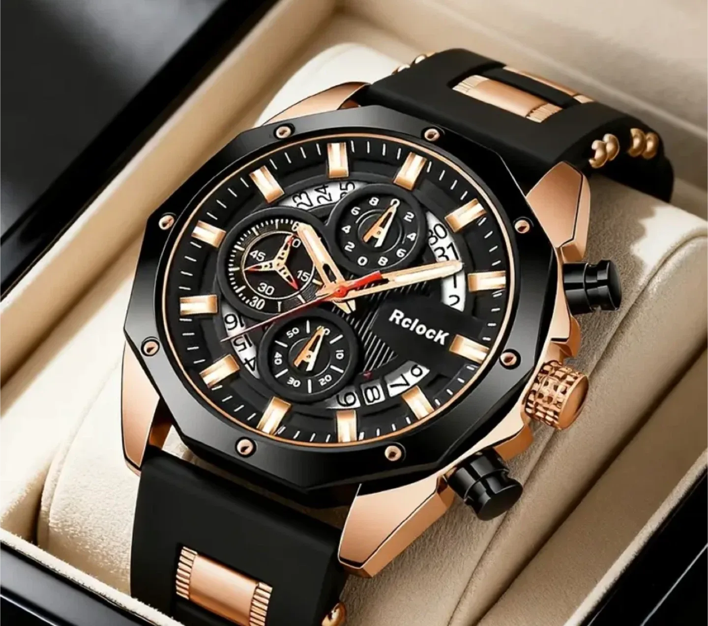 Rclock Black & Gold Men's Watch