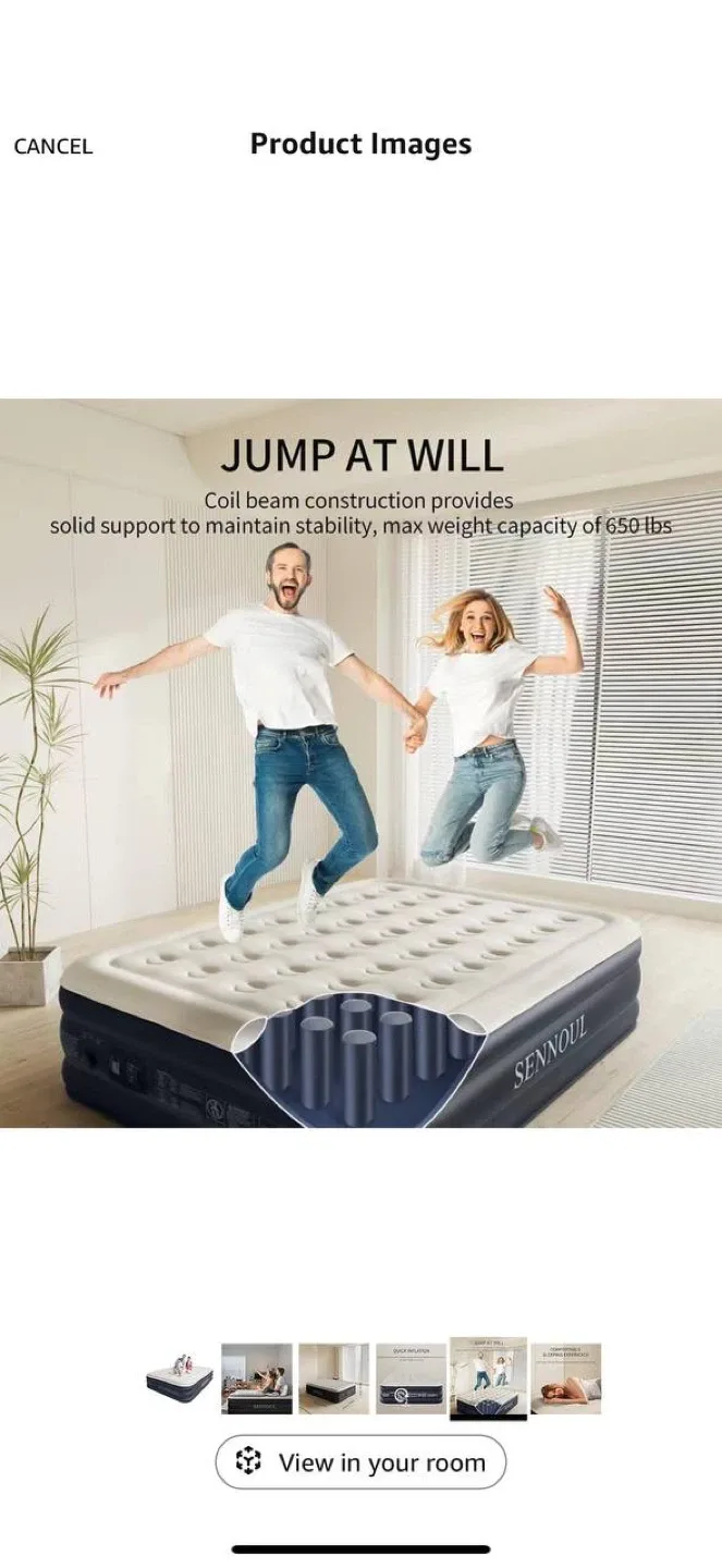 SENNOUL Queen Air Mattress w/ Built-In Pump – Open Box – $60 image indicator(2)