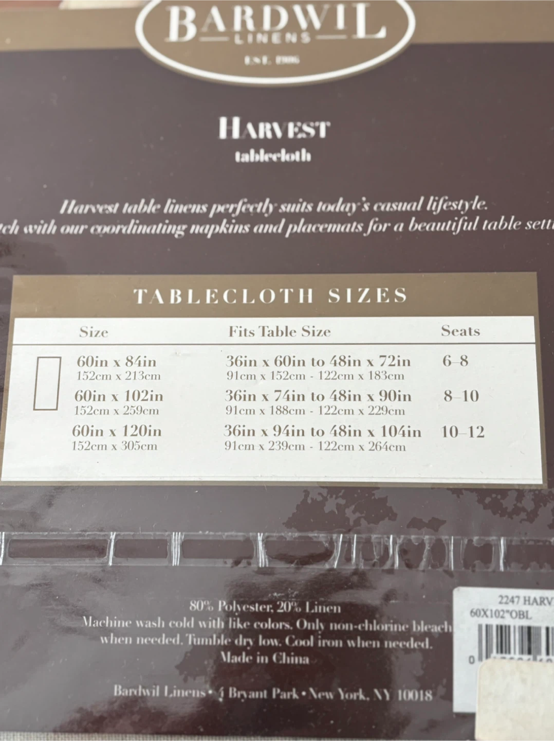 Bardwil Harvest Tablecloth - 60" x 102" - NEW - photo 4