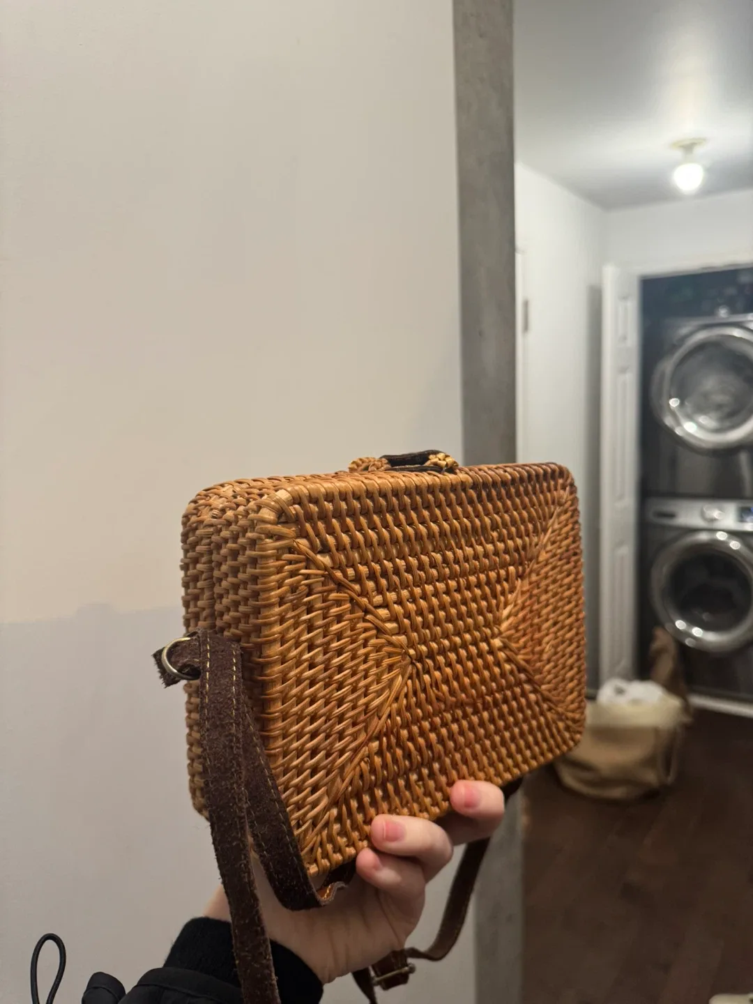 Woven Rattan Crossbody Bag