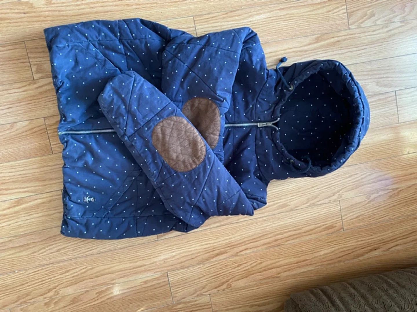 Girls Blue Polka Dot Padded Jacket