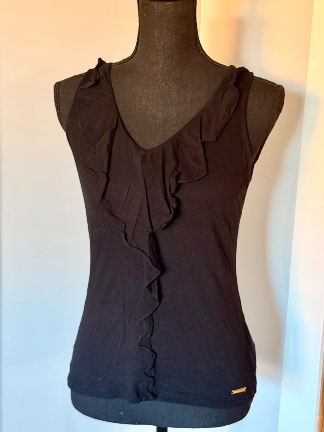 Michael Kors Black Ruffle Tank Top - Size S