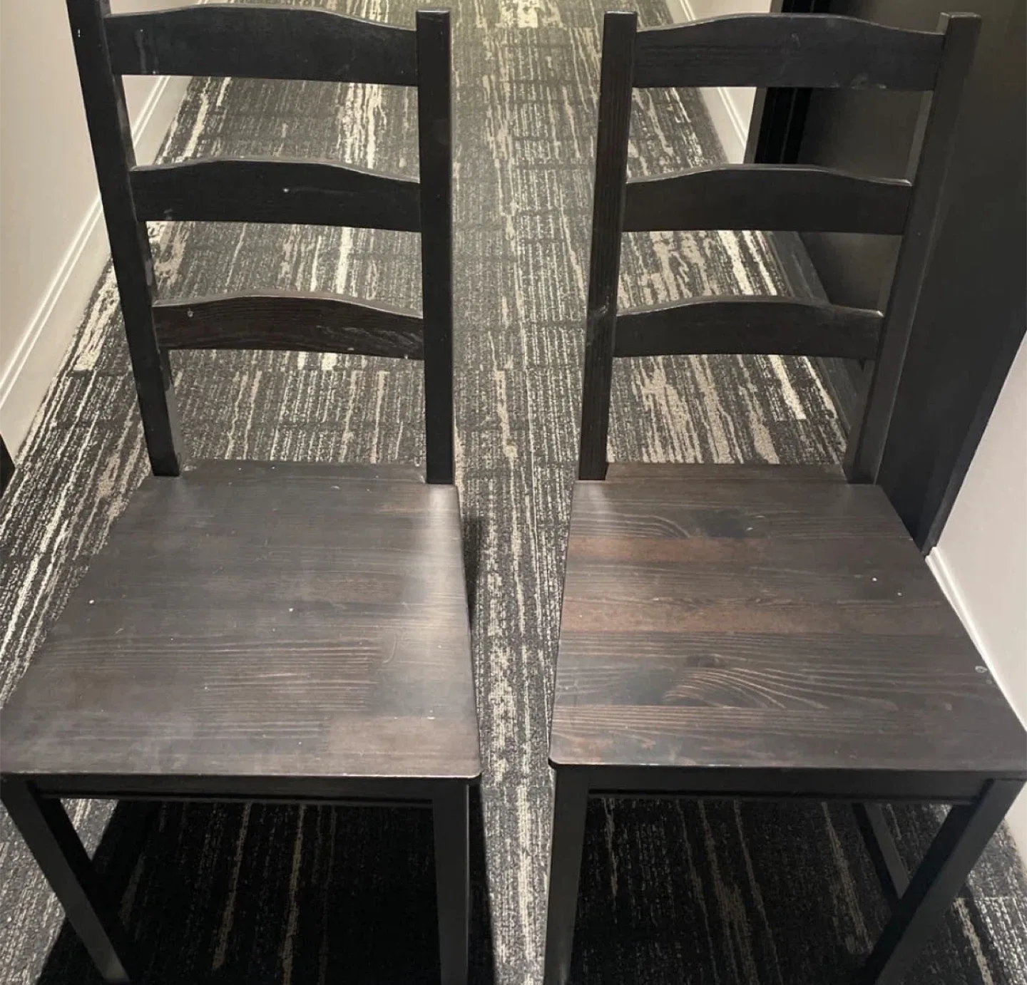 Set of 2 Black Wooden Chairs