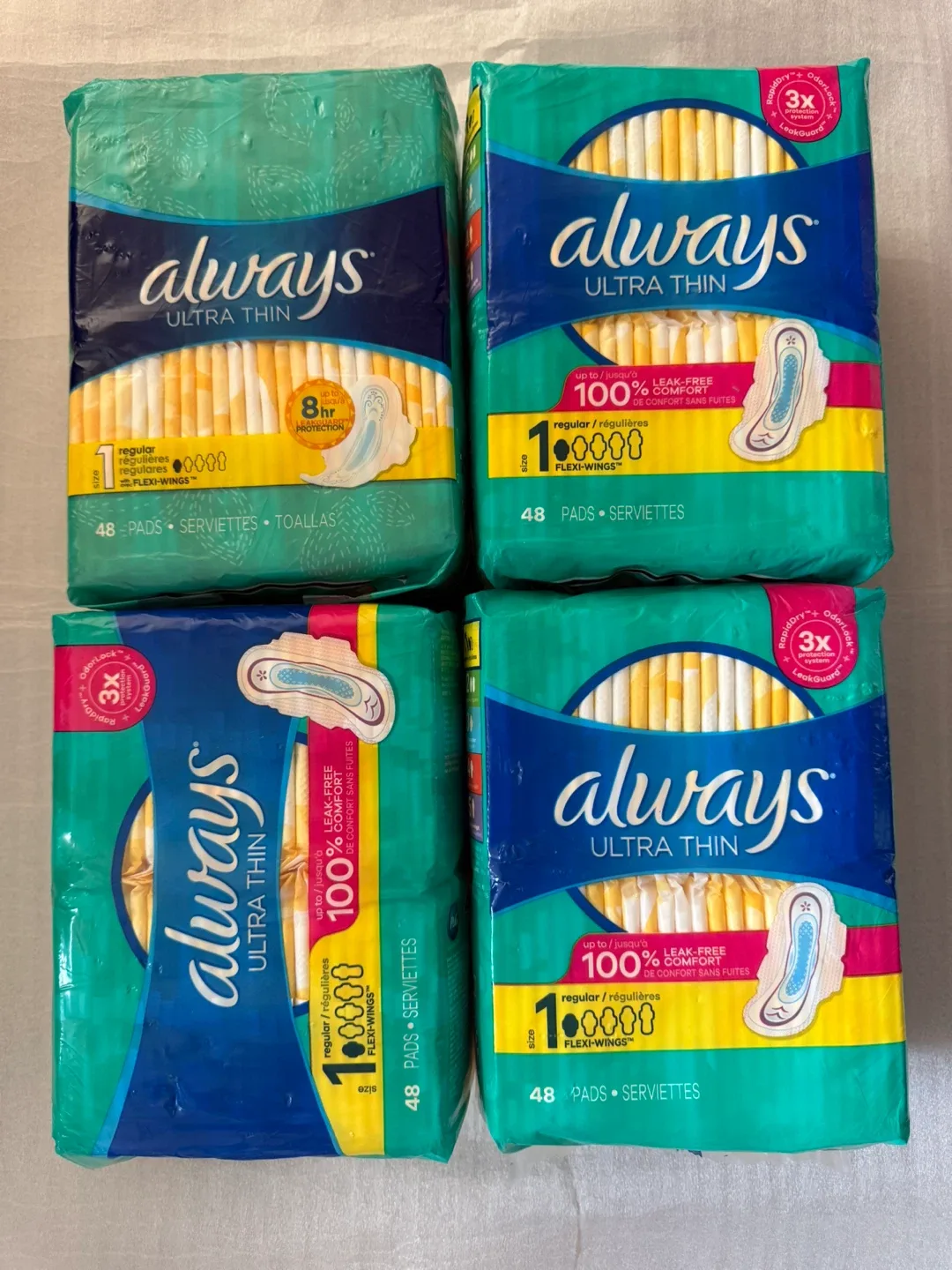 4 Packs Always Ultra Thin Regular Pads ($7.00 Each/Sealed)