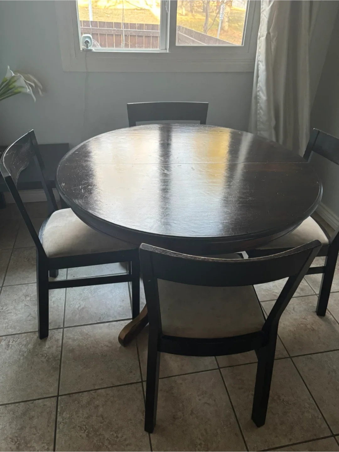 Dark Brown Dining Table with 4 Chairs