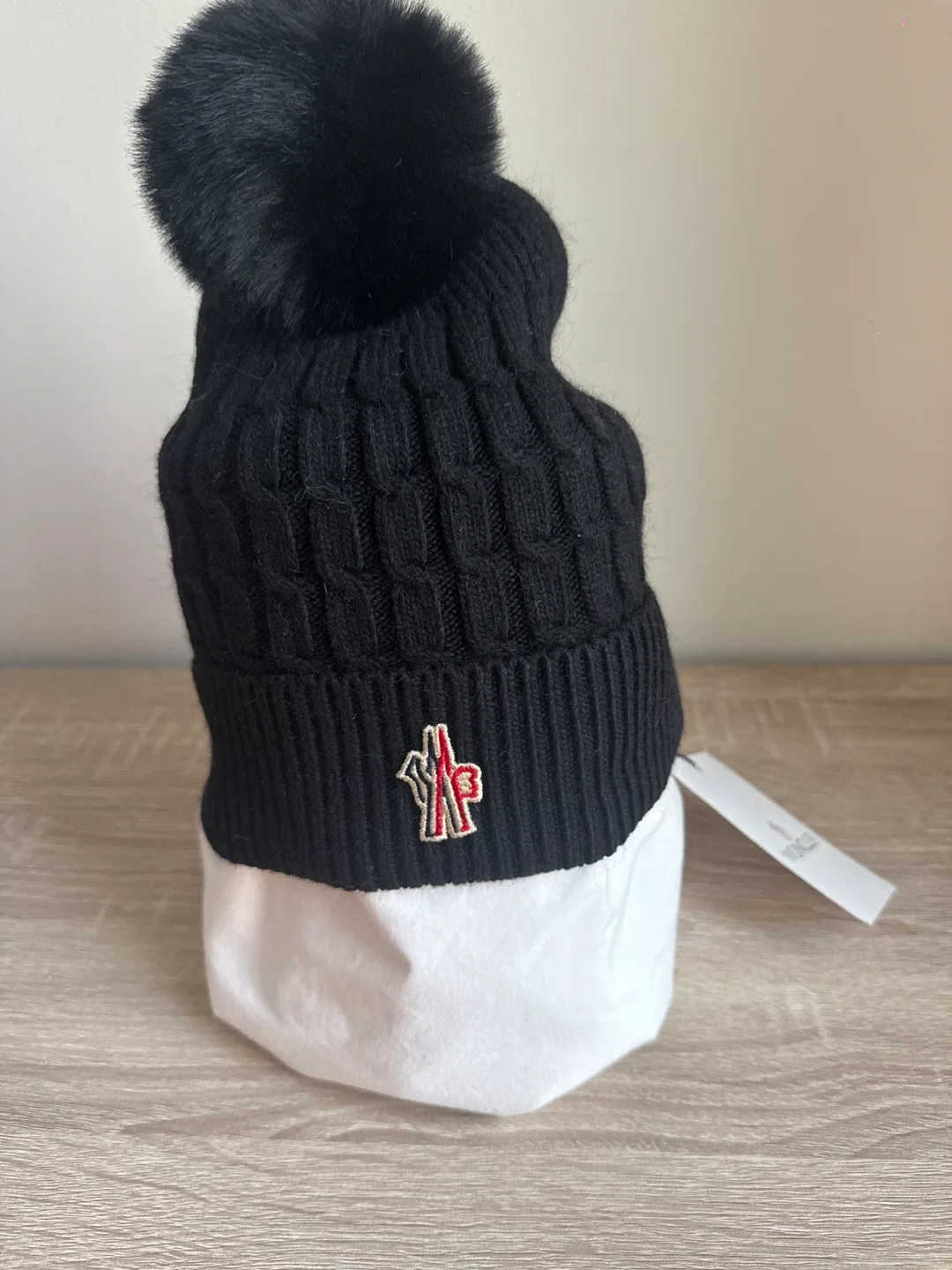 1:1 ,Moncler Black Wool Beanie with Pom Pom image indicator(4)