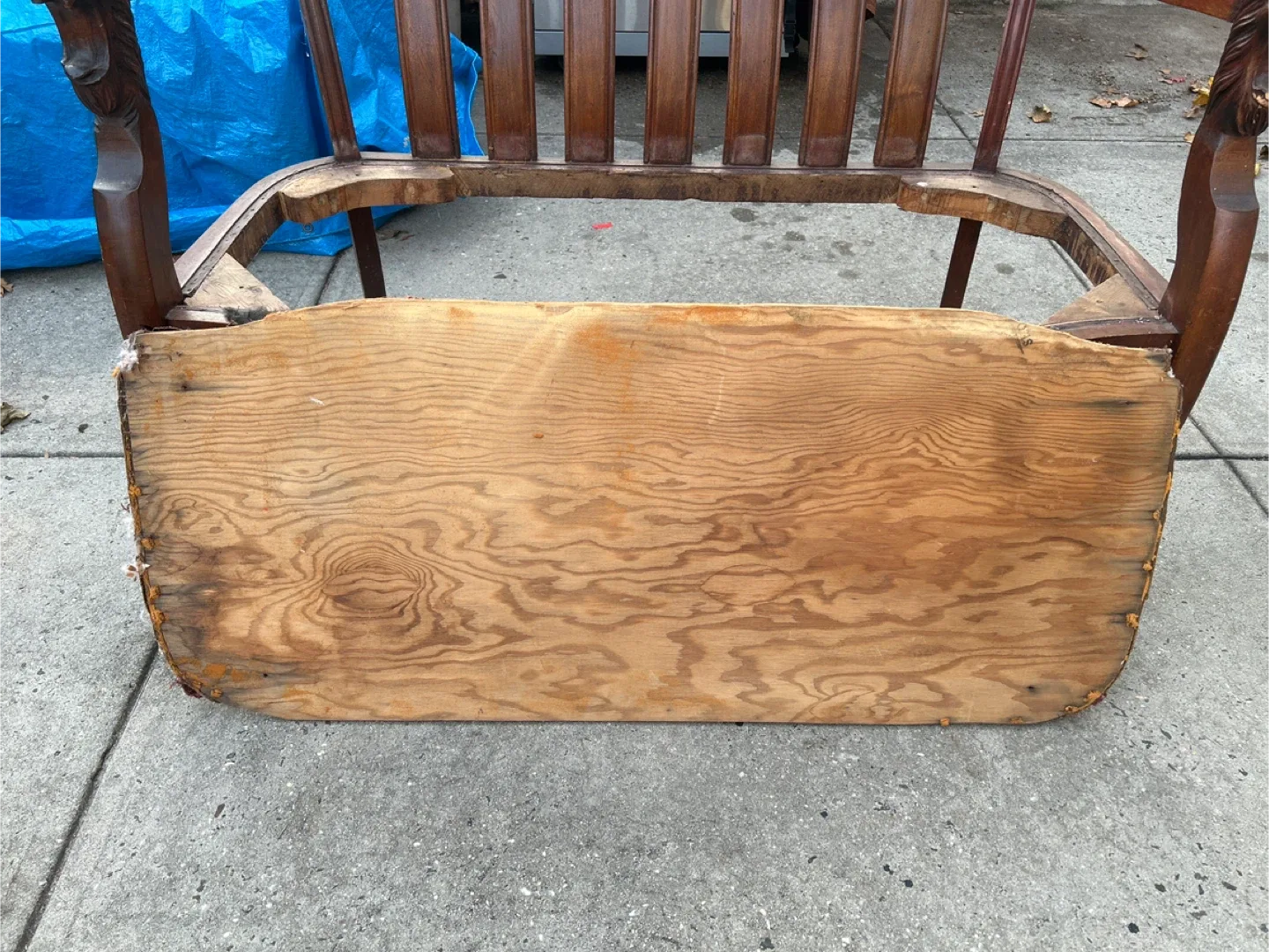 Antique Wood Chair Frame with Lion Head Detail image indicator(6)