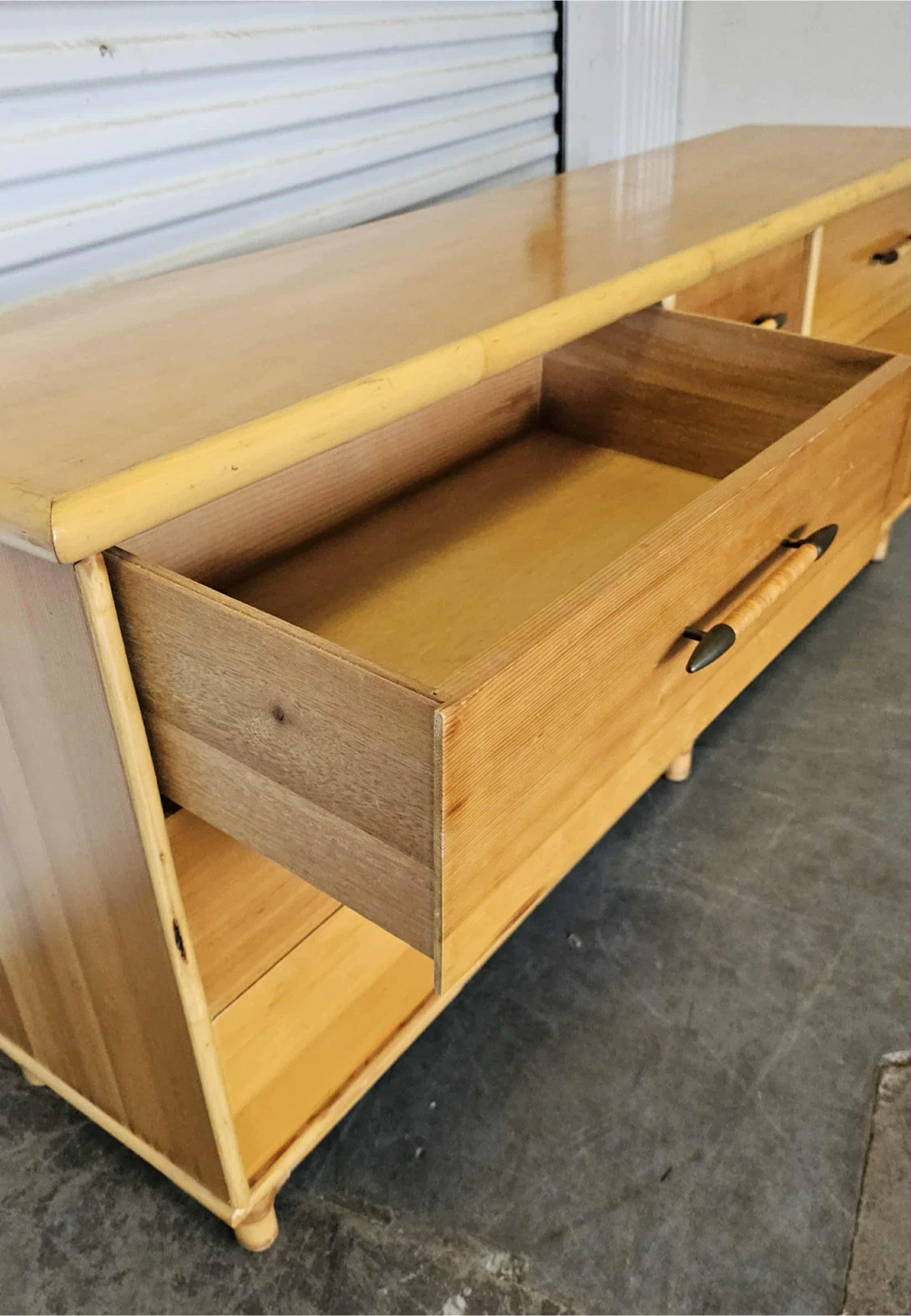 9 drawer solid pine & Rattan dresser/side board - photo 2