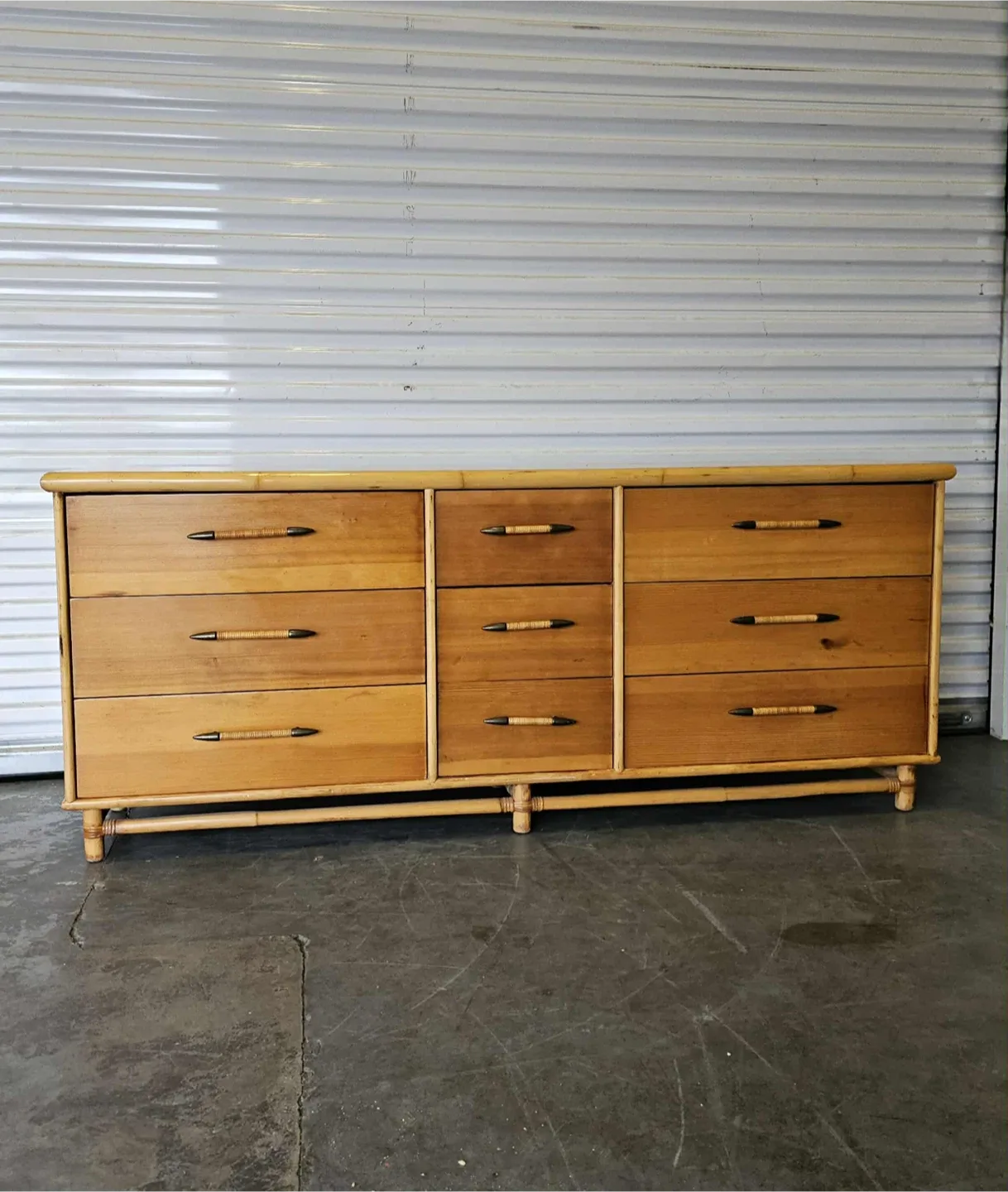 9 drawer solid pine & Rattan dresser/side board image indicator(4)