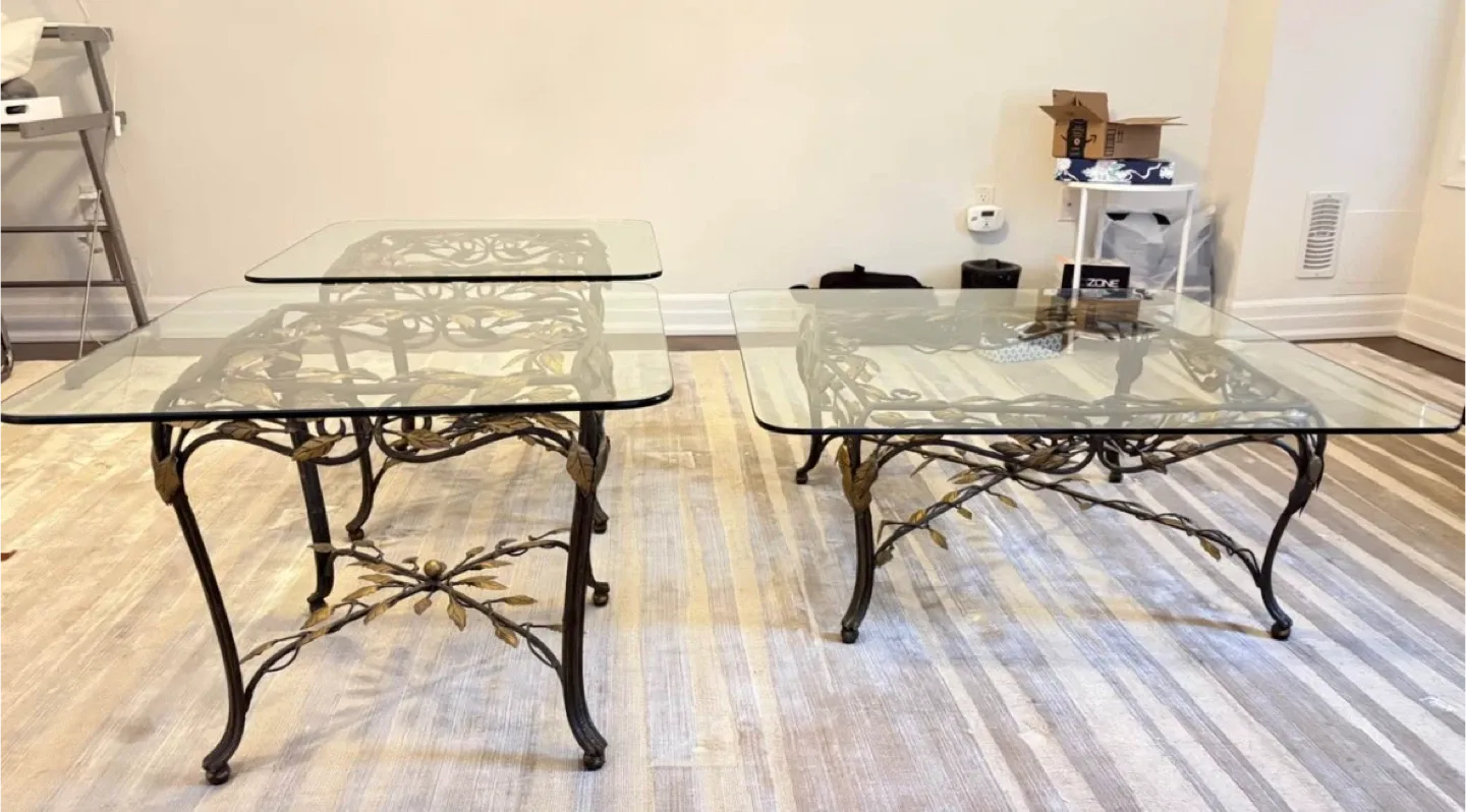 Luxury Glass & Wrought Iron Table Set