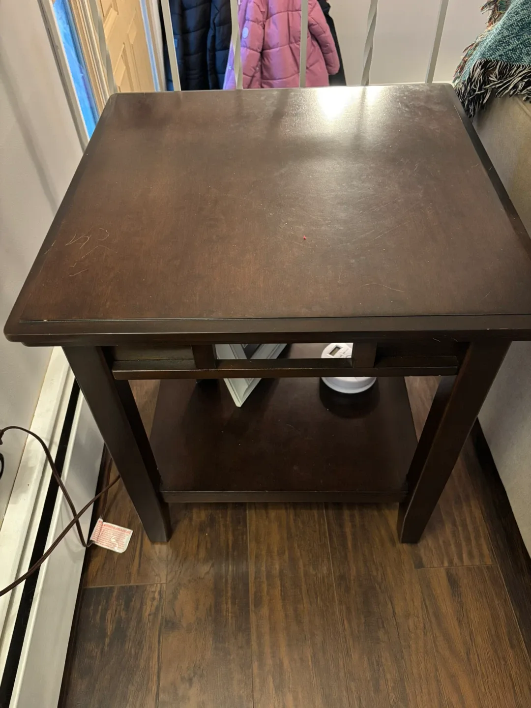 Used Beige Sofa, loveseat, espresso coffee table and 1 end table image indicator(6)