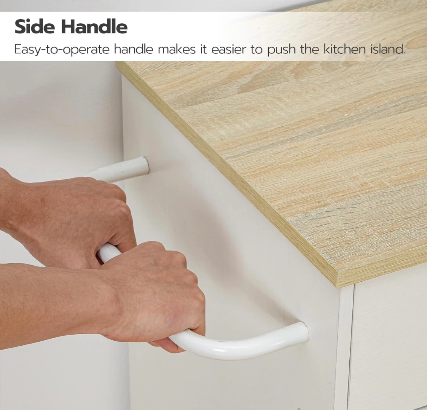White Kitchen Island Cart with Wood Top - photo 5