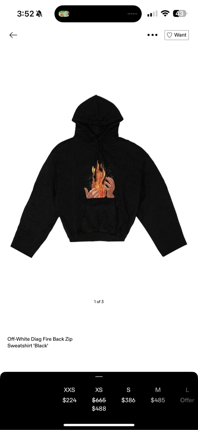 Off-White Diag Fire Back Zip Sweatshirt - Black - photo 2