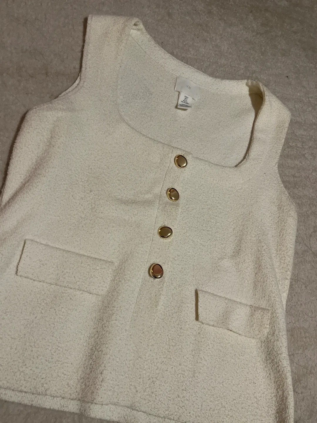 H&M Cream Knit Button Tank Top - Size S