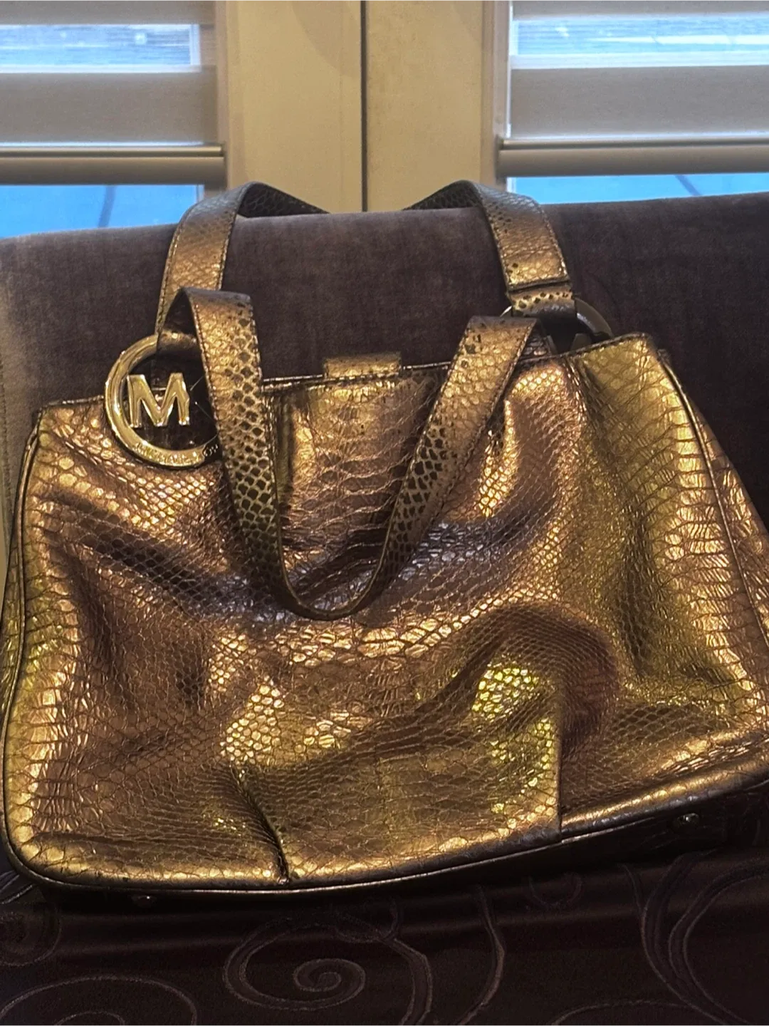 Michael Kors Bronze Snakeskin Tote Bag