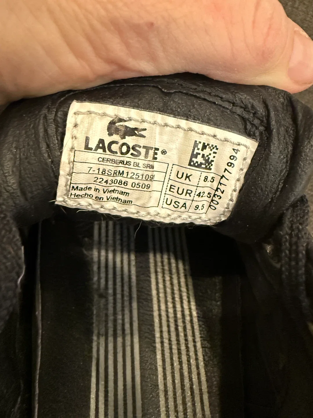 Lacoste Cerberus BL SRM Black Sneakers - Size 9.5 image indicator(3)