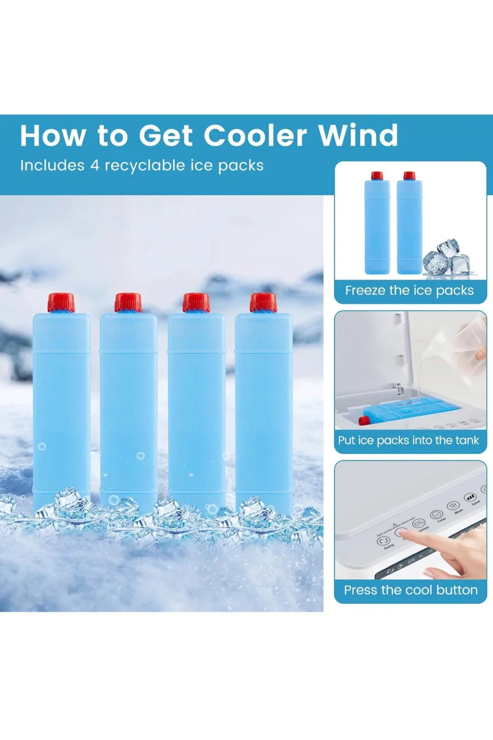 KOTEK Evaporative Air Cooler, 3-In-1 AC Fan with Humidifier image indicator(2)