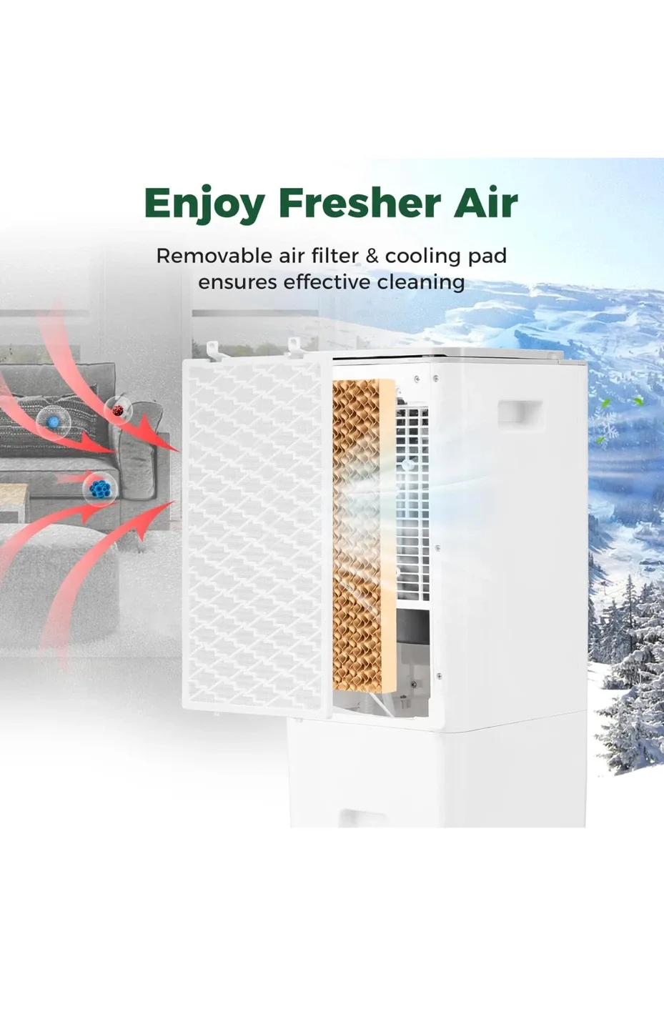 KOTEK Evaporative Air Cooler, 3-In-1 AC Fan with Humidifier image indicator(6)