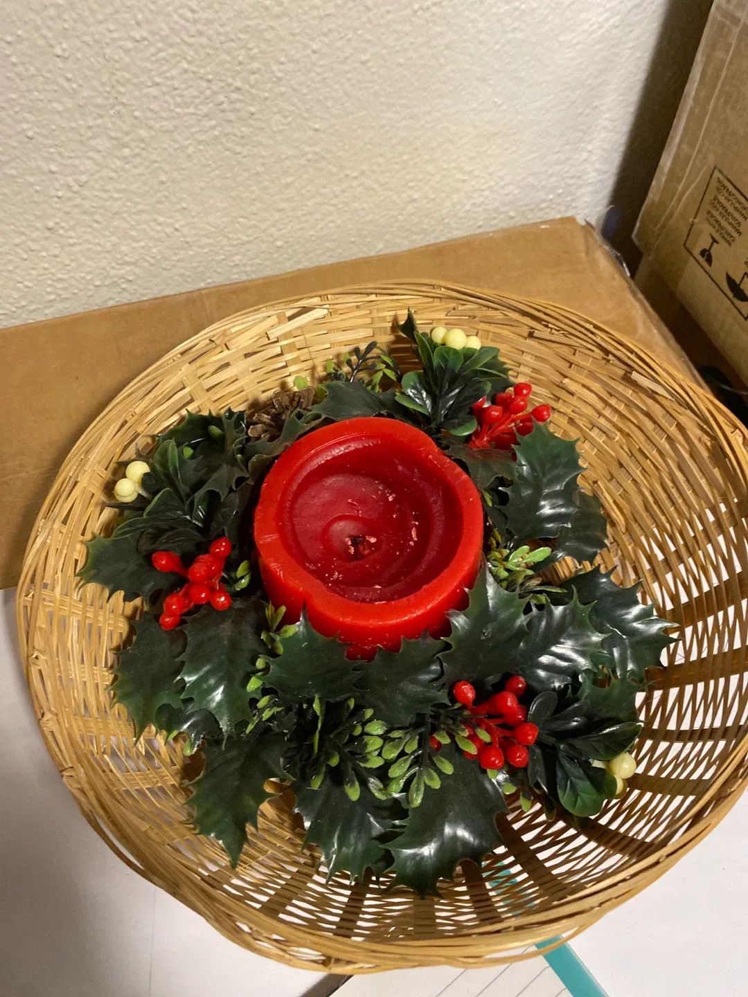 Wicker Basket Candle Holder