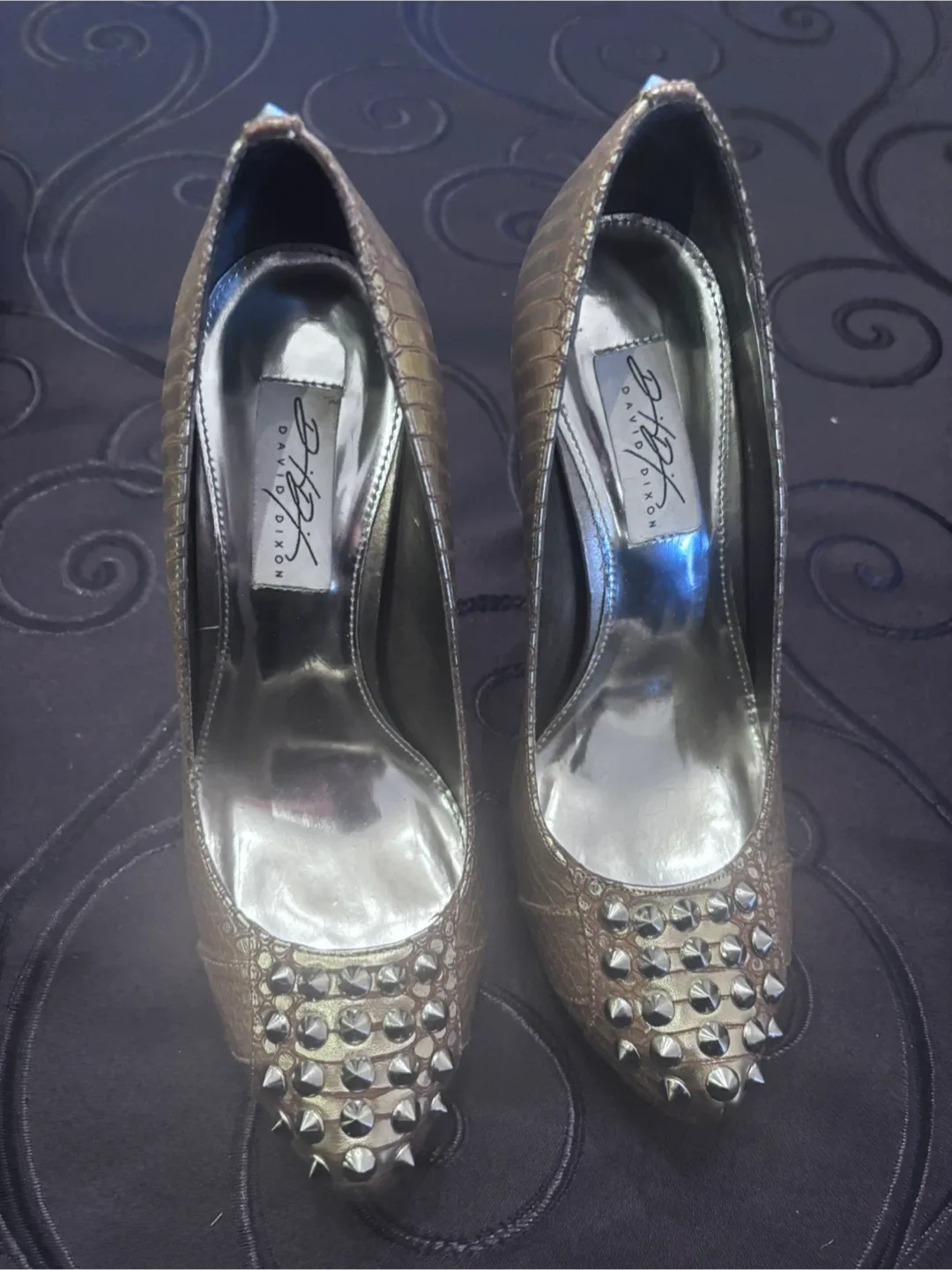 David Dixon Gold Studded Heels