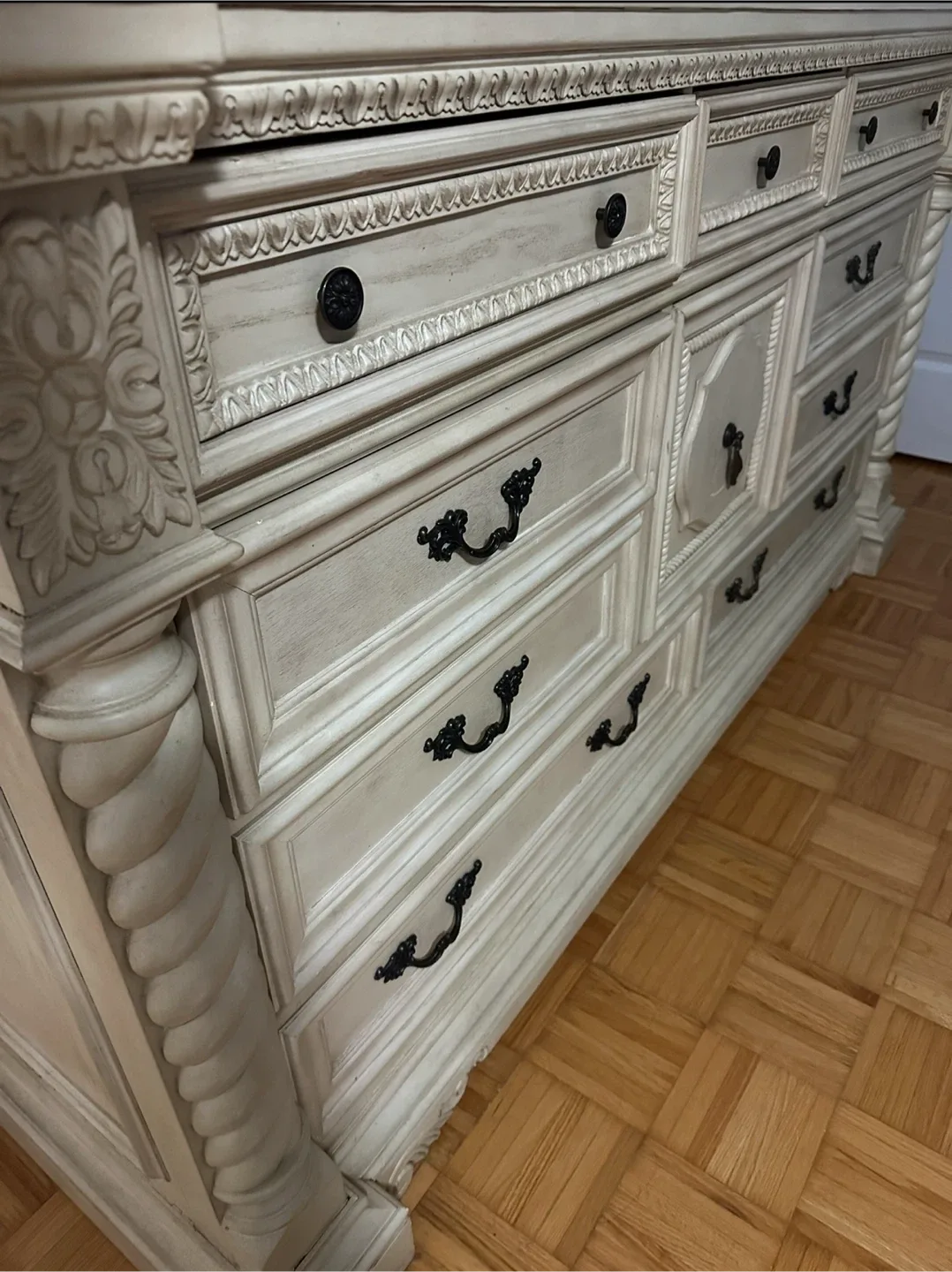 Antique White Dresser with Mirror image indicator(2)