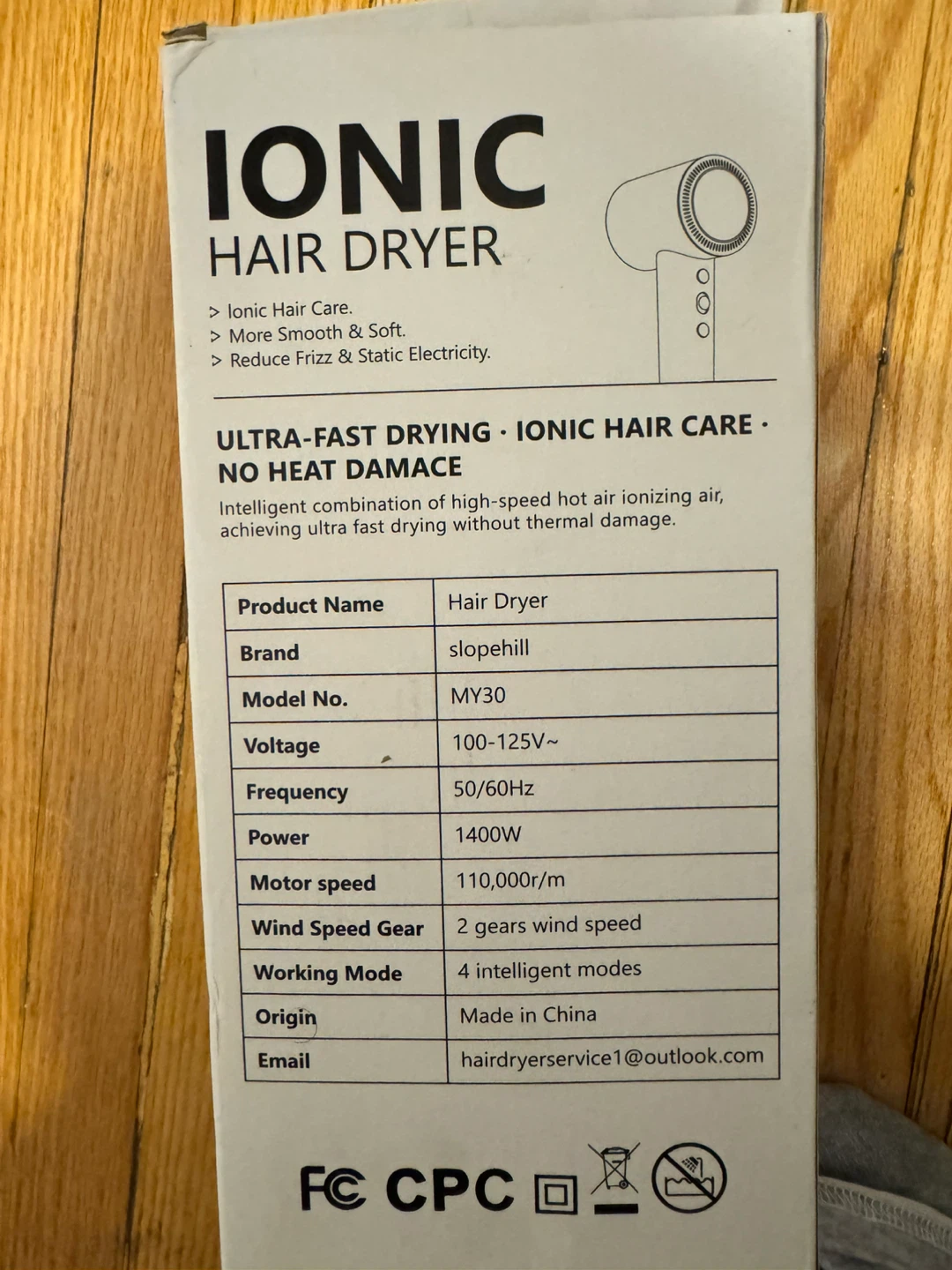 Slopehill High Speed Ionic Hair Dryer MY30 - photo 3