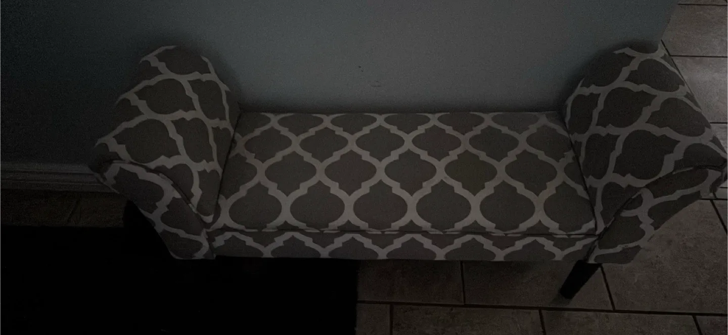 Upholstered Bench with Arms - Grey Pattern