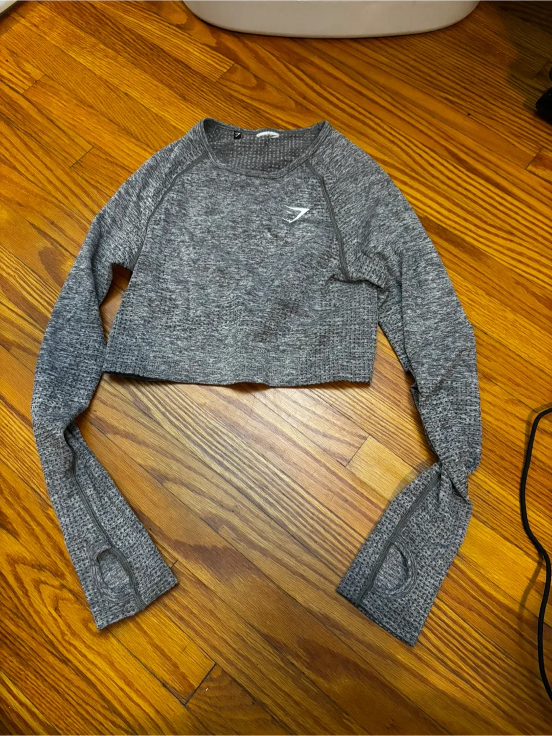 Gymshark Grey Long Sleeve Crop Top - Size S